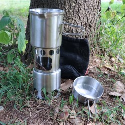 Paslanmaz Çelik Odun Ateş Ocaklı Kamp Seti